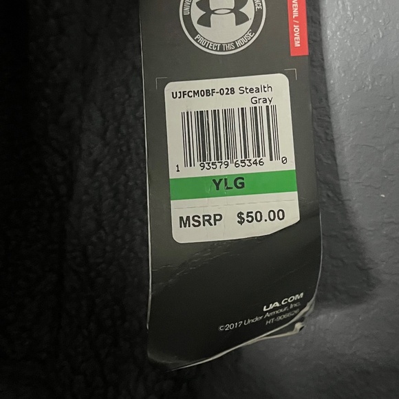 Under Armour Kid Youth Large Sherpa Fleece Vest Full Zip Storm Stealth Gray NWT - Picture 10 of 11